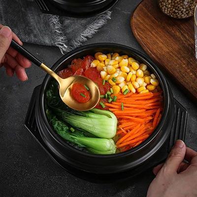 Heat-resistant Korean Stone Pot with Tray Ceramic Soup Pot Stew Pot Stew Pots Ramen
