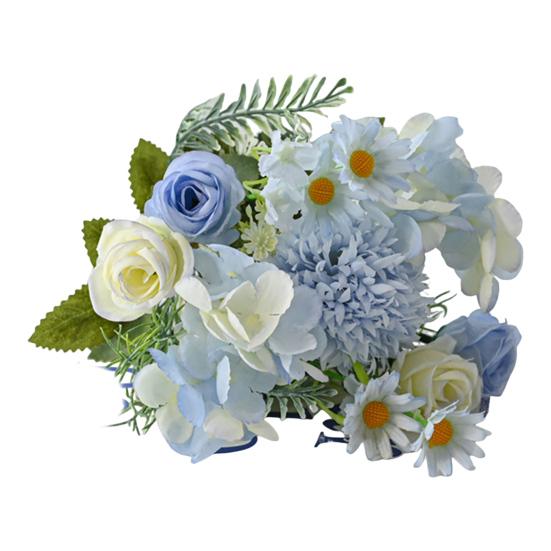 1/5/6Pcs Artificial Rose Bouquet 7 Fork Fake Silk Flower with Green Leaves Home Wedding Party Table Centerpiece Indoor Outdoor Faux Bloom Decoration