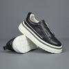 Autumn 2025 Men's Leather Breathable Slip-on Loafers with Thick Sole