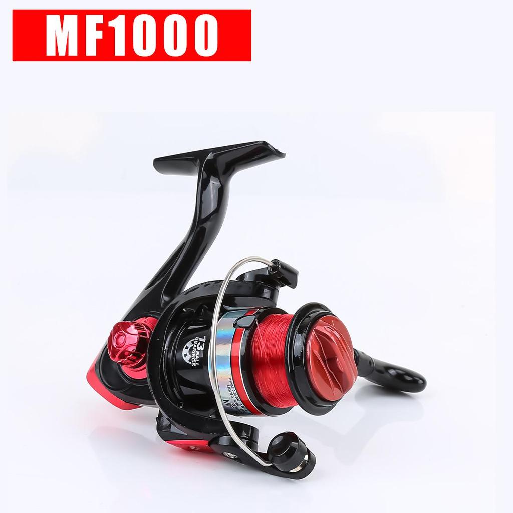 MF Spinning Reel, Black/Red, 5.5:1 Gear Ratio, Metal Line Cup, Freshwater/Saltwater, Long Cast Fishing Tackle