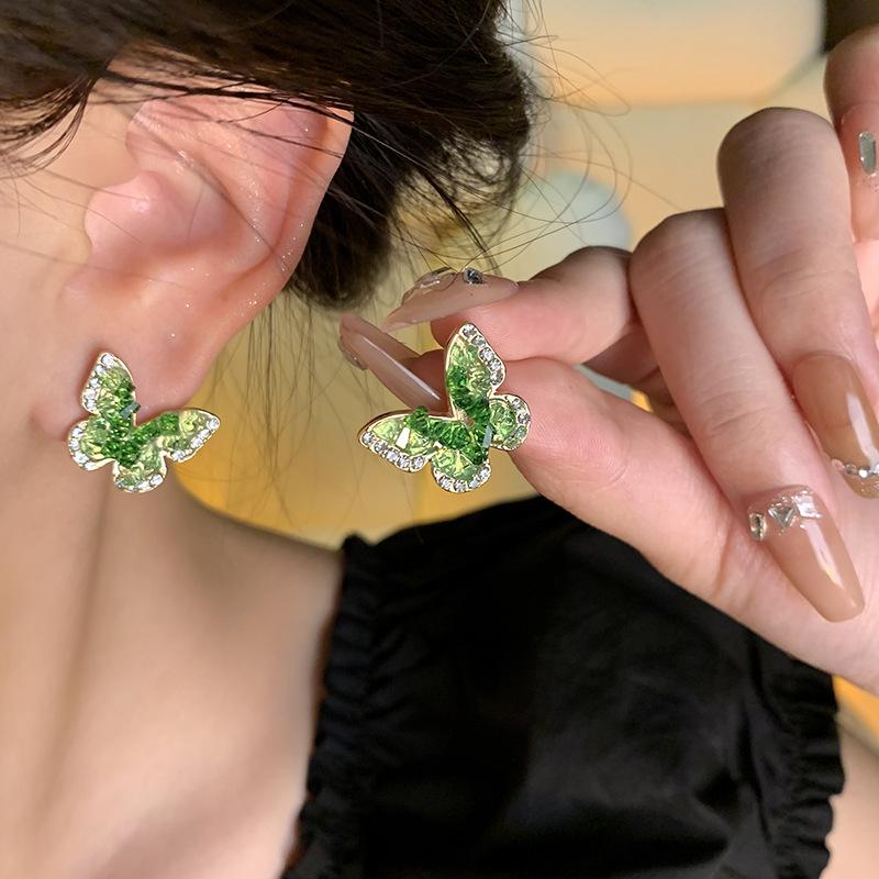 High-End S925 Silver Butterfly Earrings with Diamonds for Women