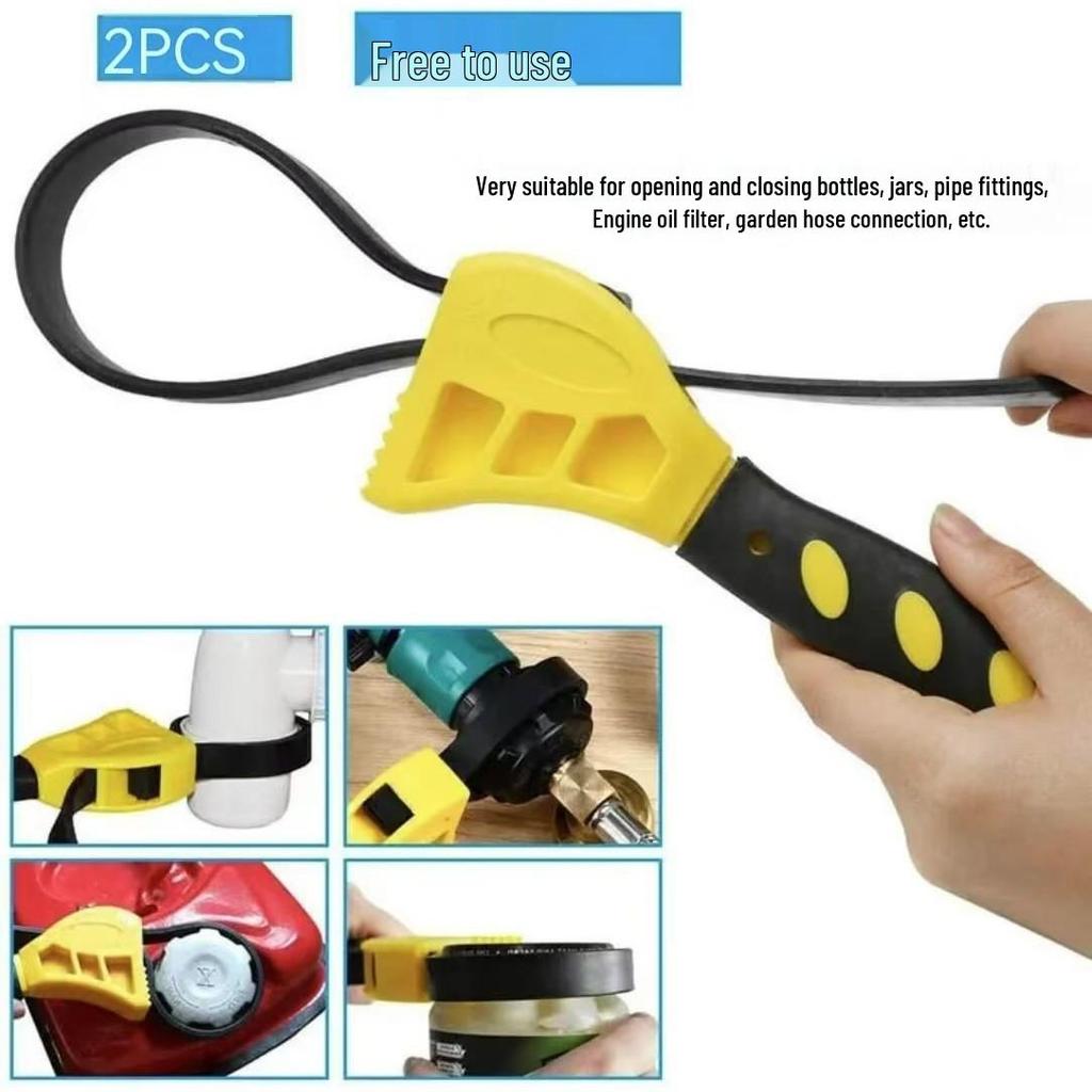 Adjustable Multi-Size Rubber Belt Wrench for Auto Repair and Plumbing