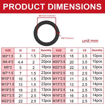 279PCS 18 Sizes Rubber Air Conditioning O Rings Universal Car Auto Repair Tools Refrigerant Ring Sets with Plastic Box