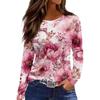 Women's 3D Floral Snowman Print Round Neck Long Sleeved Shirt