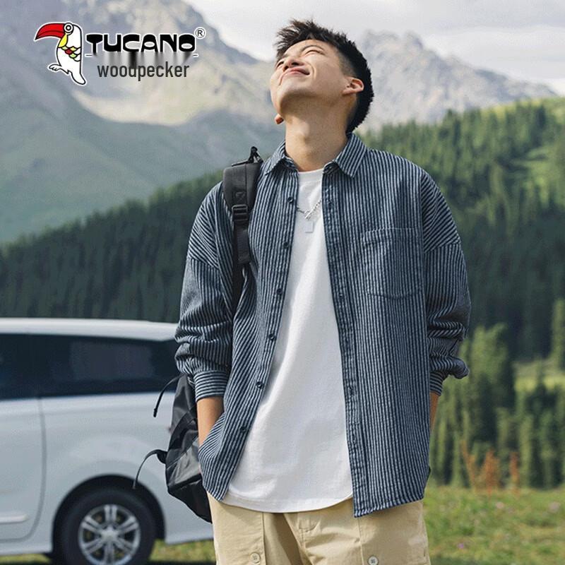 TUCANO Men s Vertical Stripe Long Sleeve Casual Shirt L