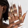 European & American Geometric Baroque Imitation Pearl Ring Set - Sweet And Cool Ins Style Glossy Conch Scallop Metal Ring Women's Jewelry
