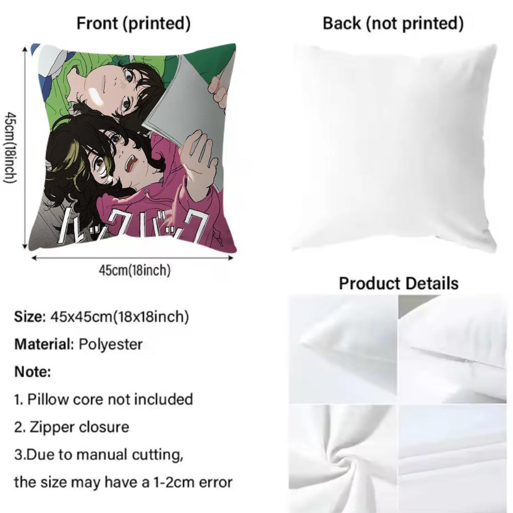 Anime Look Back S-Suddenly Cushion Cover Premium Comfort Reversible Pillow Cove -Two In One Design for Any Room & Car Interior