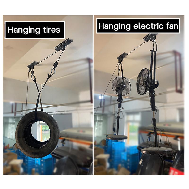 Bike Hoist Garage Storage Bike Lift Pulley System With 60Kg Bearing Overhead Bike Rack Ceiling Frame Roof Box Storage Hanger