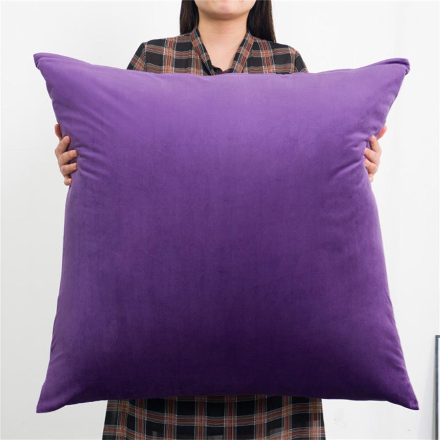 Soft Velvet Large Square Pillow Cover Sofa Cushion Living Room Back Bedside Cushions Case Protector Solid Color 80x80CM