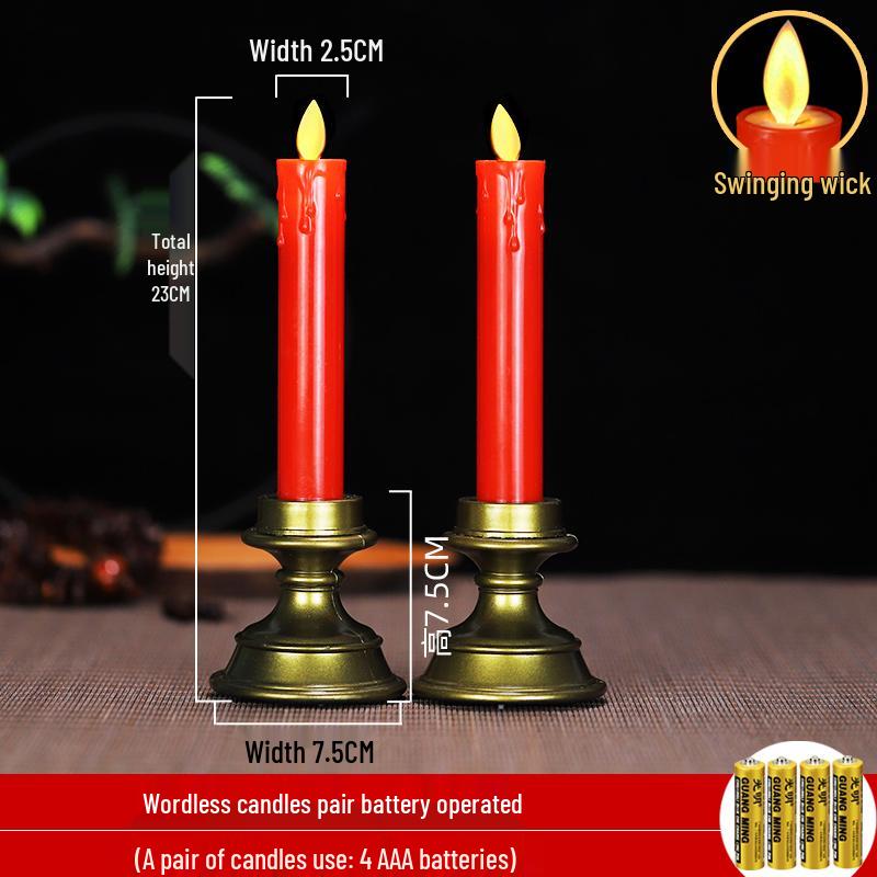Red LED Battery-Operated Candle for Buddha Offering and God of Wealth Ornament