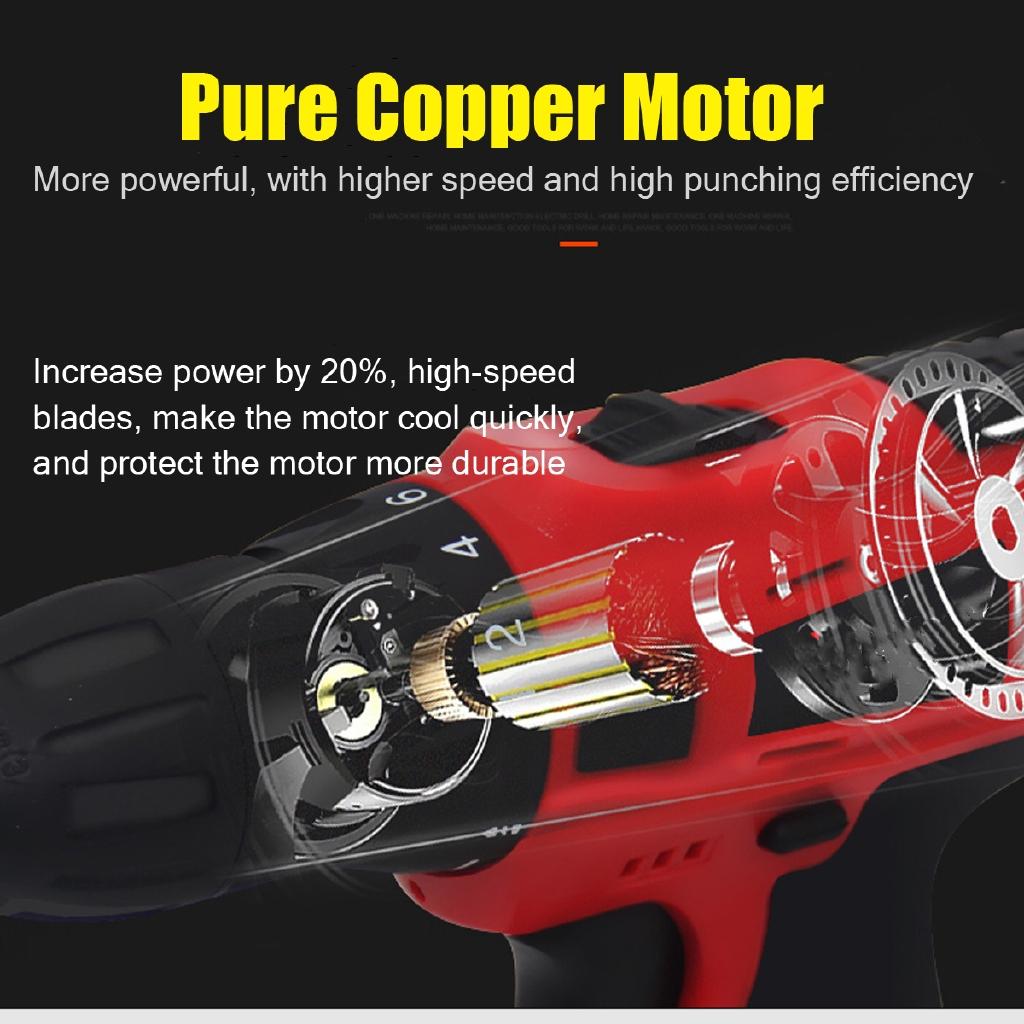 12V Electric Cordless Drill Screwdriver Hand Drill 2 Speed 18+1 Torque Adjustment Li-Ion Battery Rechargeable Power Tool