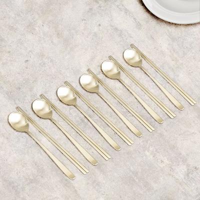 Willive Domestically Produced 304 Stainless Steel Cutlery Set of 6, Soft Titanium, Spoon 6p + Chopsticks 6p, Korean Popular Tableware