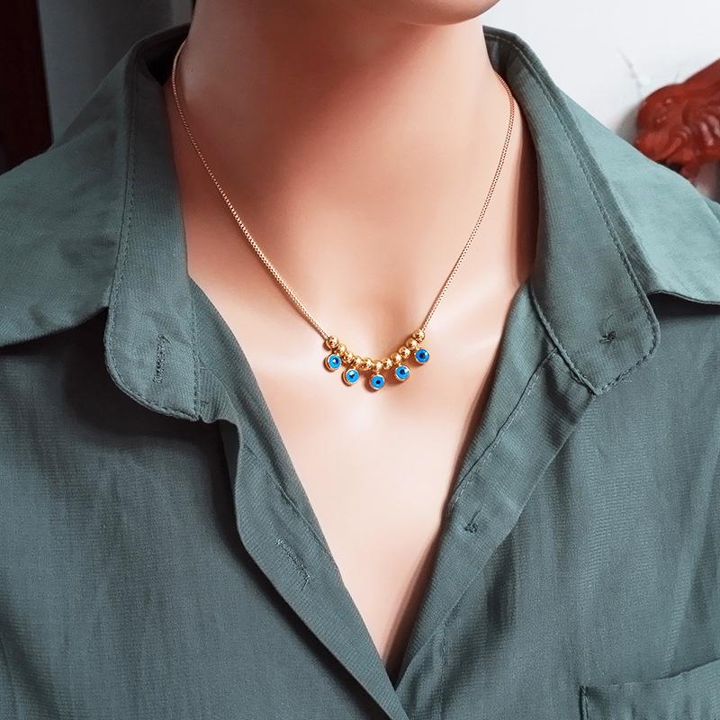 Titanium Titanium Steel Blue -eyed Clavicle Chain