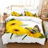 Daisy King Queen Duvet Cover Flowers Butterfly Bedding Set For Kids Teens Adults White Floral Theme 2/3pcs Polyester Quilt Cover