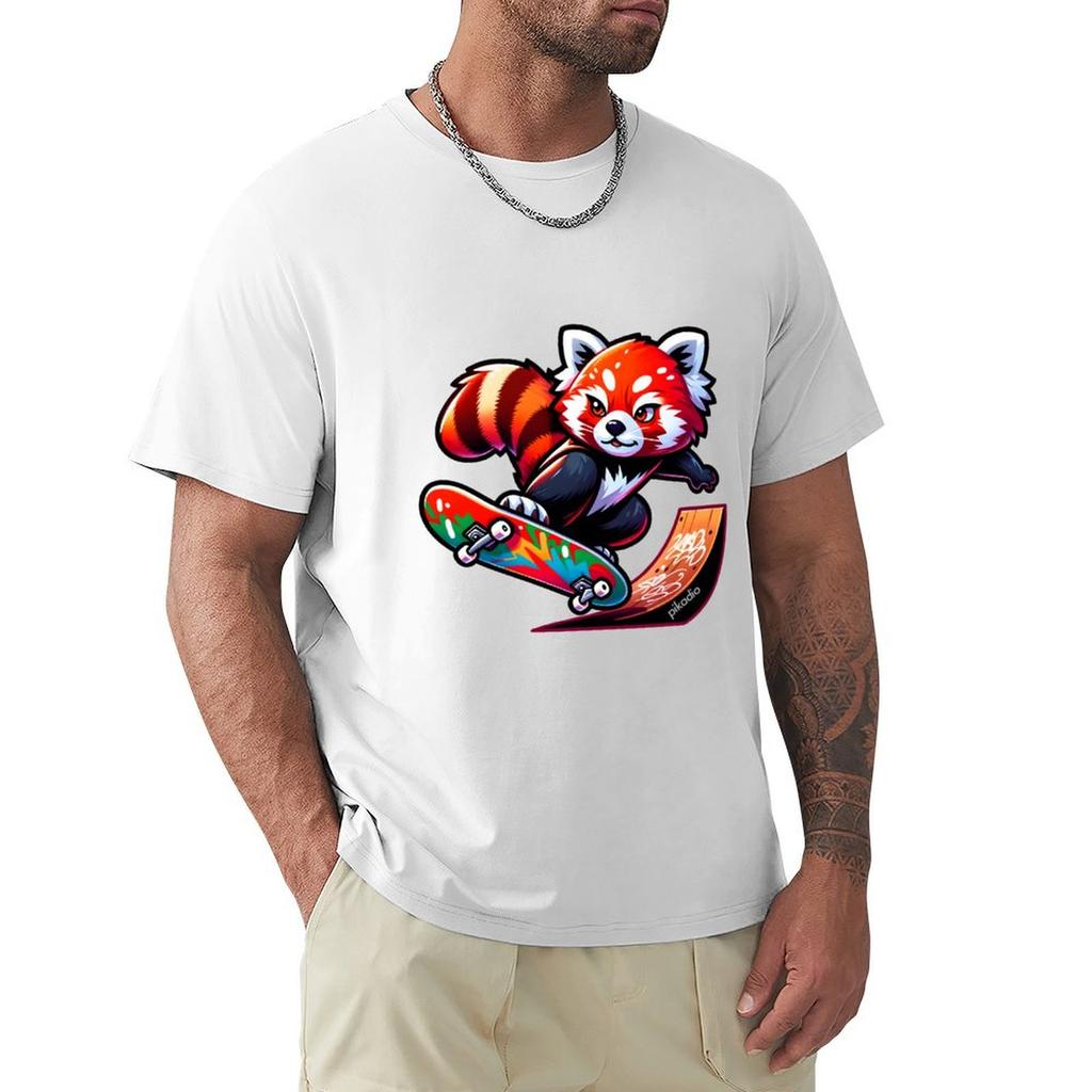 Red Panda Skate TShirt custom t shirt summer clothes Man tshirt mens workout shirts