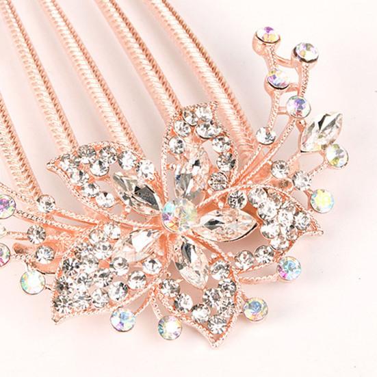Rhinestone Hair Comb Anti Slip Elegant Hair Styling Accessories Flower Leaf Bridal Crystal Hair Ornaments for Beauty