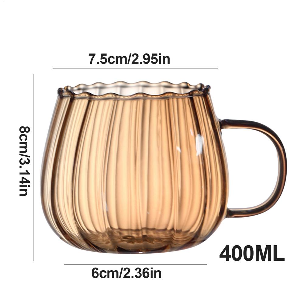 400ml Creative Glass Coffee Cup Pumpkin Glass Mug for Tea Milk Juice, Modern Breakfast Drinkware with Handle, Cute Gift Idea