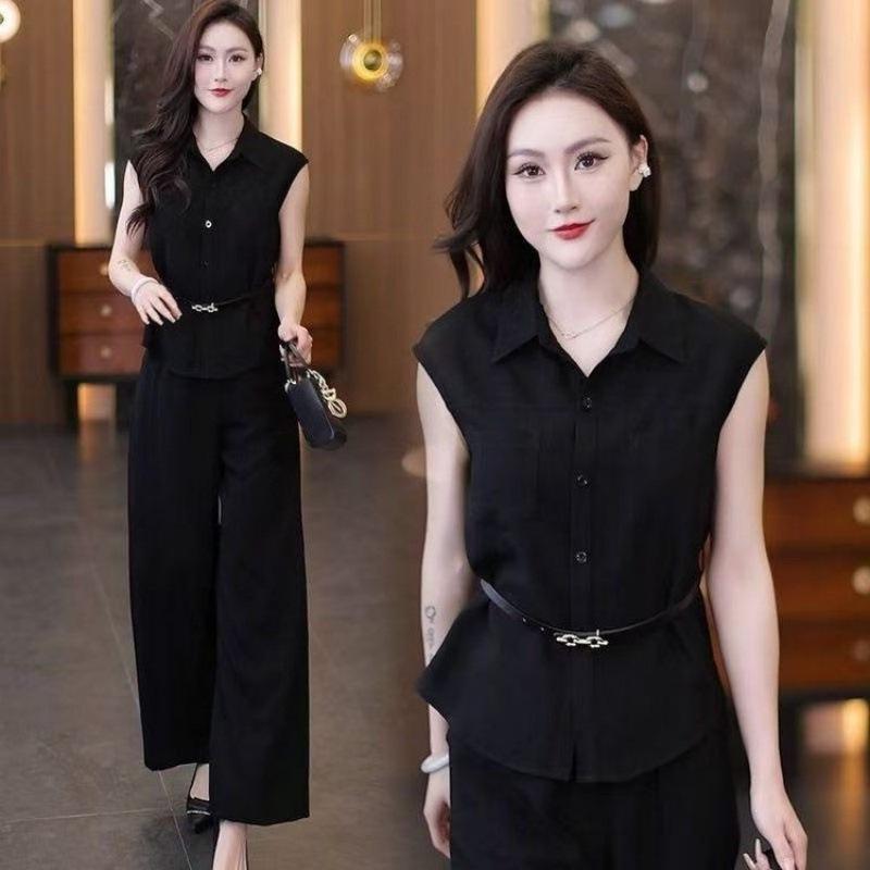  Summer New Casual Fashion Mother Outfit Foreign Style Age-reducing Sportswear Suit Loose and Thin Two-piece Suit Trendy