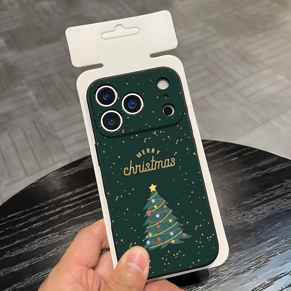 

Merry Christmas Tree Phone Case For IPhone 17 Air 16 E Pro Max 15 14 13 Mini 12 Pro 11 Max Plus Black Soft Shell iPhone 16 Pro