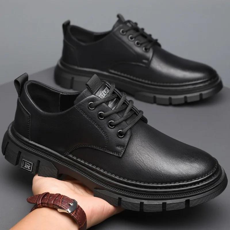 Spring Autumn Platform Shoes for Man Designer Soft-soled Casual Men's Driving Shoes Solid Color Business Men Dress Shoes