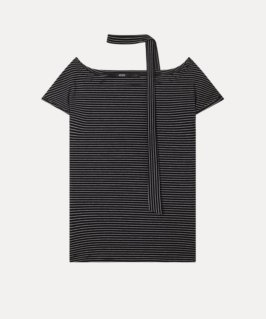 MIXXO Striped Tie Short Sleeve T-Shirt_Miwhwg41Ss