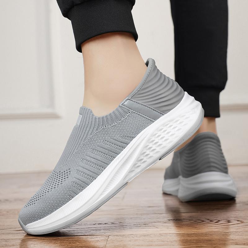 Men's shoes  new work sports leisure net shoes breathable thick soles with a slip-on flying knitting socks shoes
