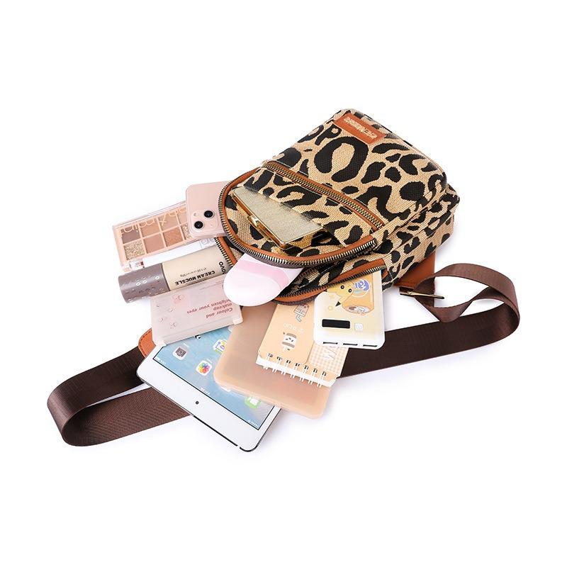 Fashion Leopard Print Soft Leather Women's Chest Bag