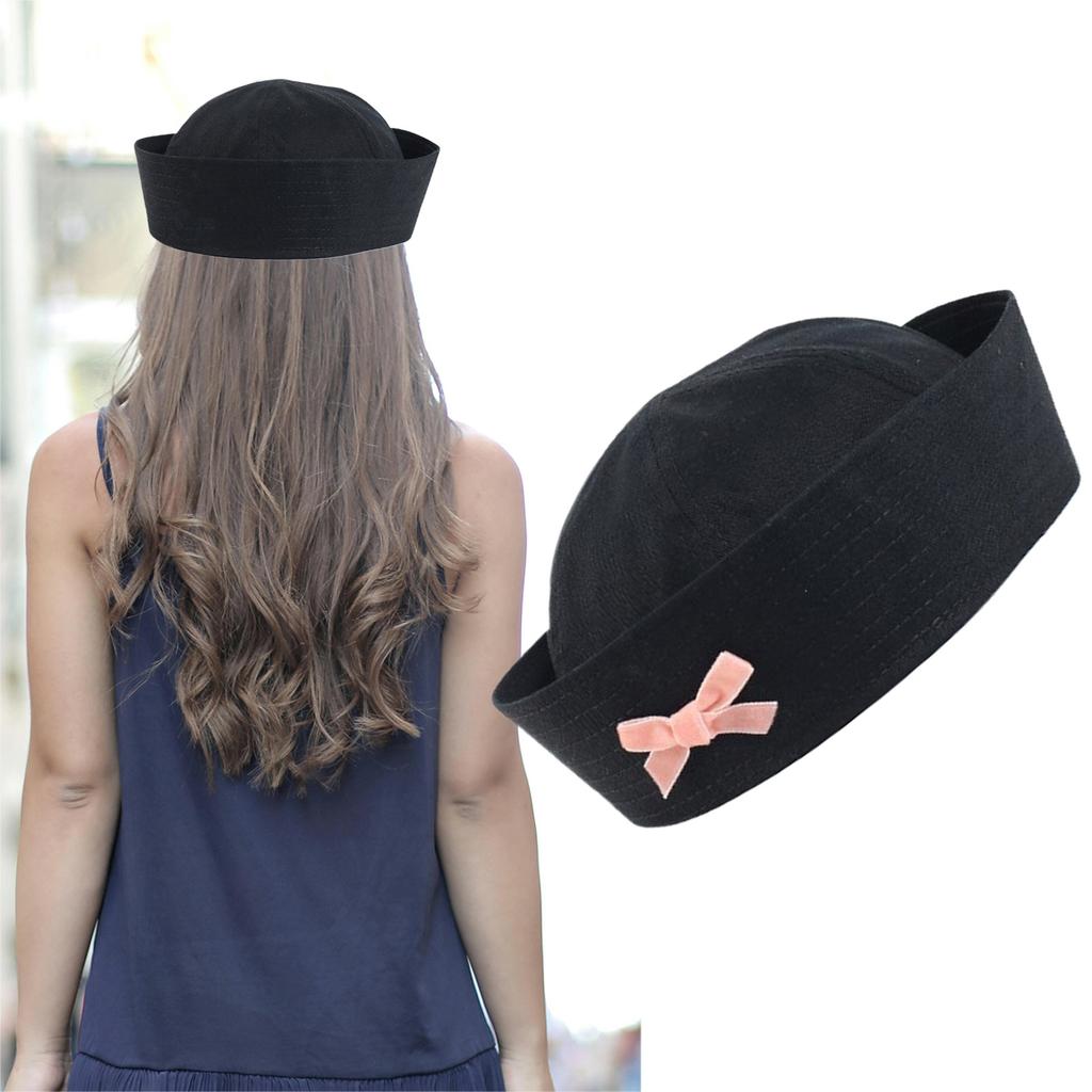 JK Uniform Beret Hat for Women Breathable Sailor Hat Popular Girl Bowknot Domed Hat Subculture Roleplaying Headwear