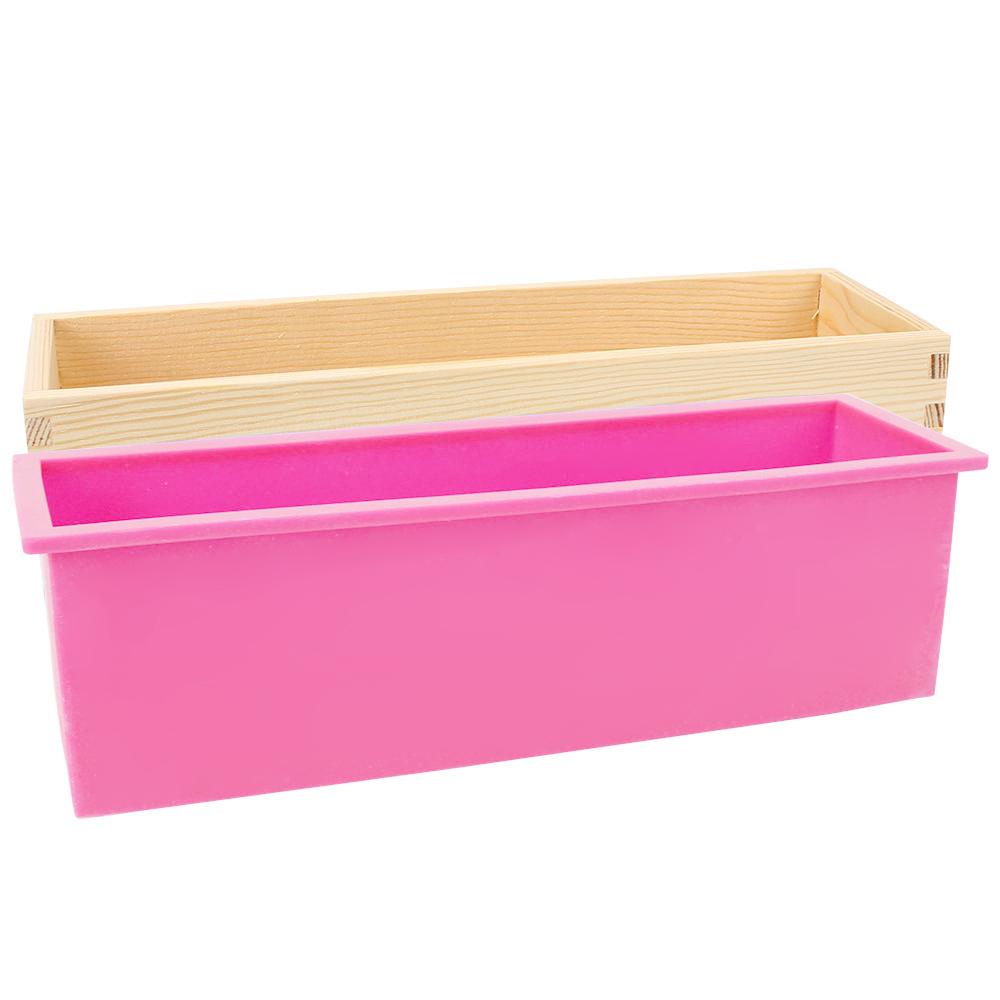 Toast Kuchen Kastenform Silikon Seifenform mit Holzbox Rechteckig Backen DIY Handgemachtes Werkzeug