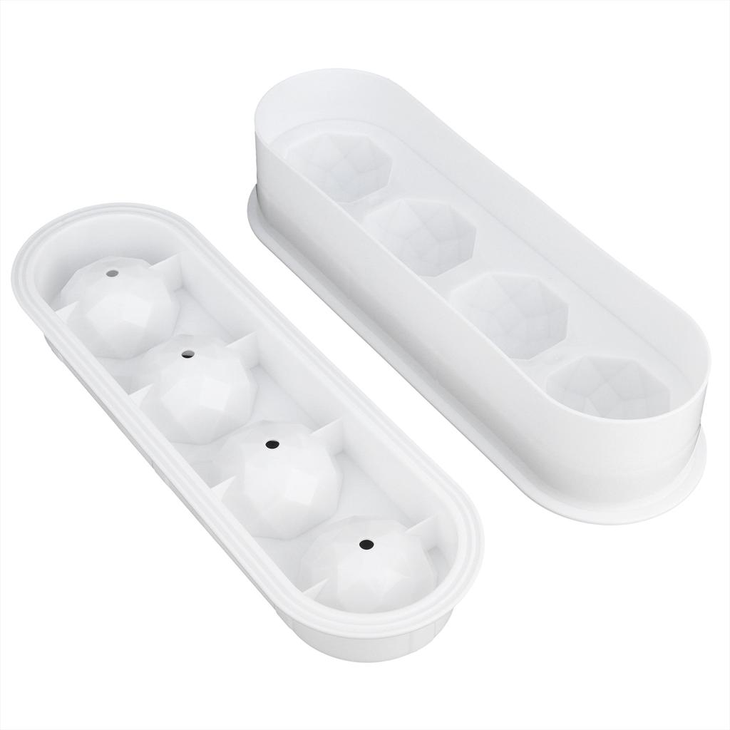2Pcs 4 Grids Food Grade Ice Cubes Mold Whiskey Ice Ball Making Mold Tray for Home Bar