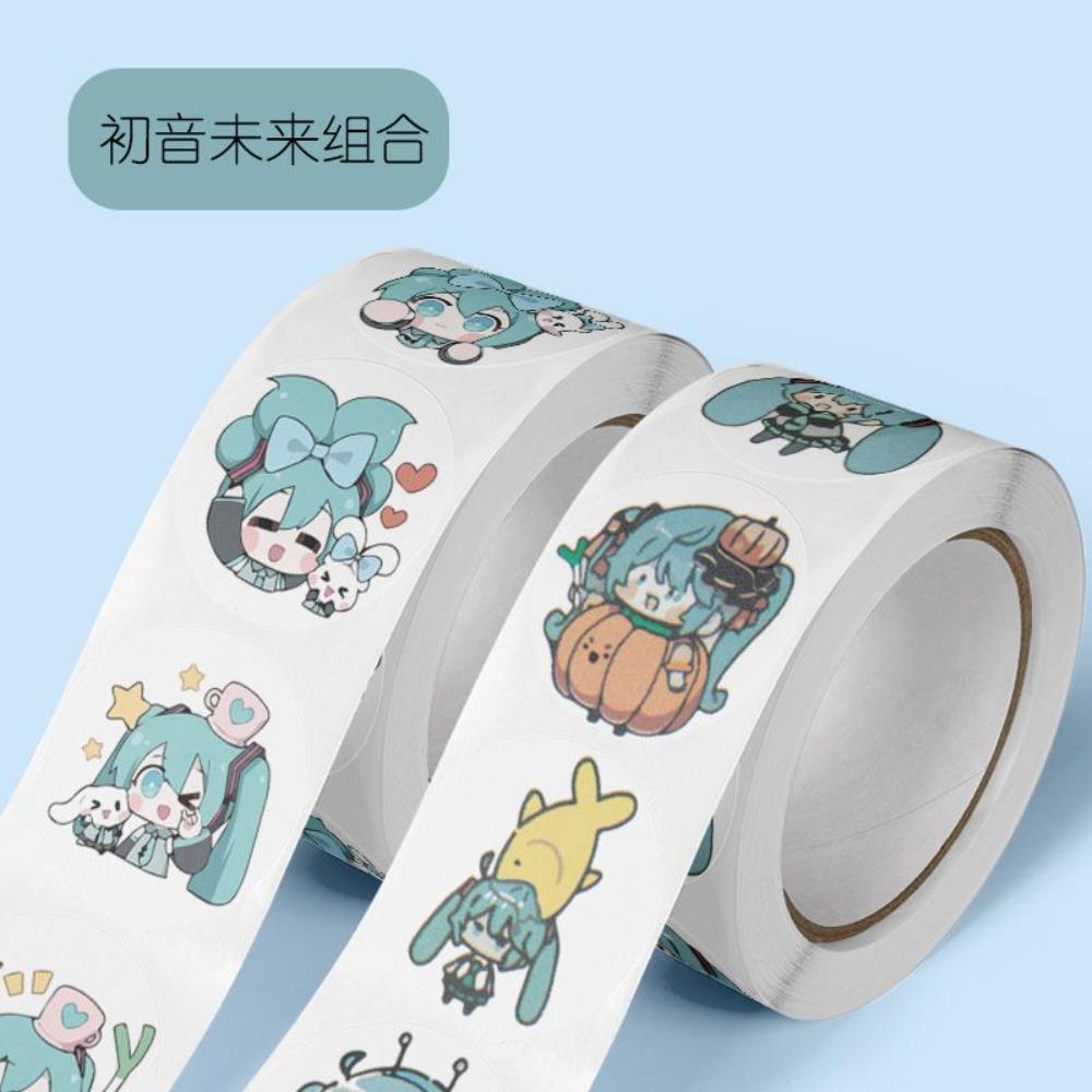 Hatsune Miku Roll Stickers, 500 Pieces, Cute Cartoon Stickers for Journals, Fridge, Phone, Notebook, DIY Fun Stickers