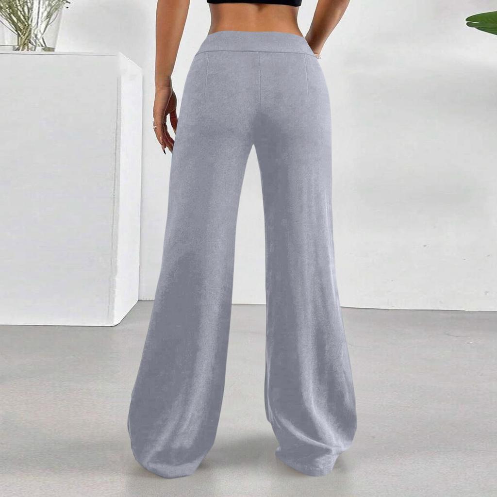 Women's Fashionable, Casual, Versatile High-waisted Loose Elastic Slightly Flared Wide-leg Trousers