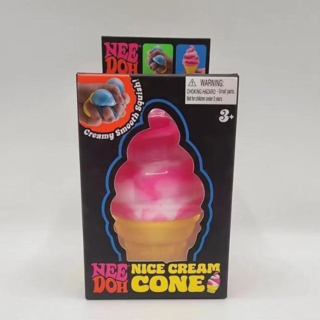 

Handmade Cone Needoh Tricolor Ice Cream, Stress Relief Toys Playsets for Kids Adults, Dopamine Color Matching NiceCream