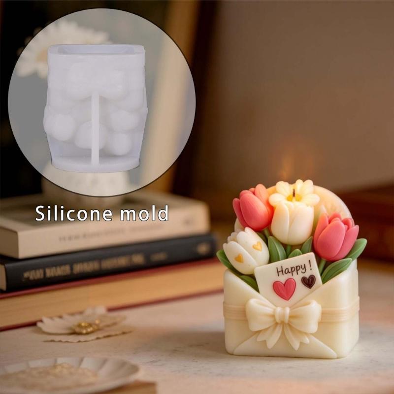 Stampi in Silicone per Candele Floreali Stampo in Silicone a Forma di Cesto Floreale per Candele Sapone Artigianato Decorazione Matrimonio