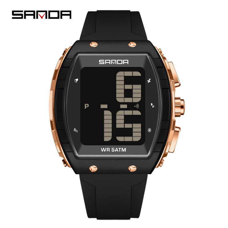 Sanda Multifunctional Barrel-Shaped Student Watch with Voice Time Reporting and Alarm