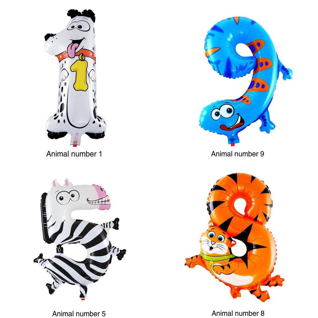 Premium Self Inflating 16 Inch Foil Number Balloon Happy Birthday Large Animal Design