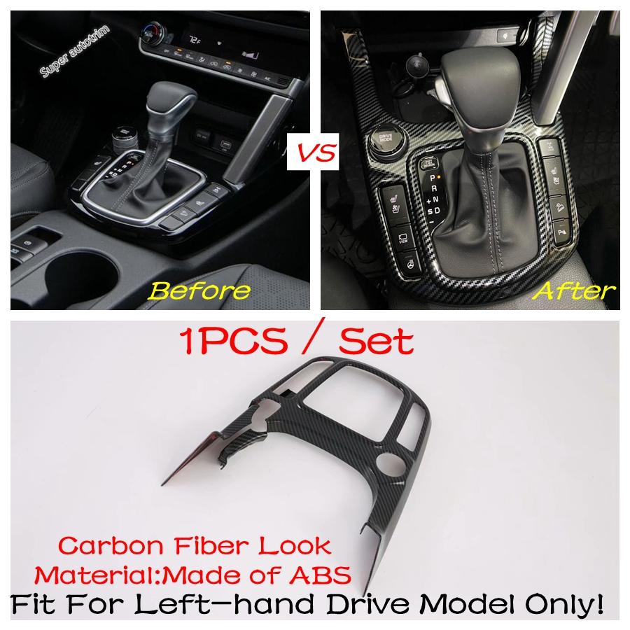 Window Lift / Water Cup Holder / Head Light Lamp / Gear Shift Panel Cover Trim For Kia Seltos - Carbon Fiber Accessories