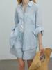 Leinen Oversize Hemd und Shorts Set - Weiß, Lässiger Sommerstil