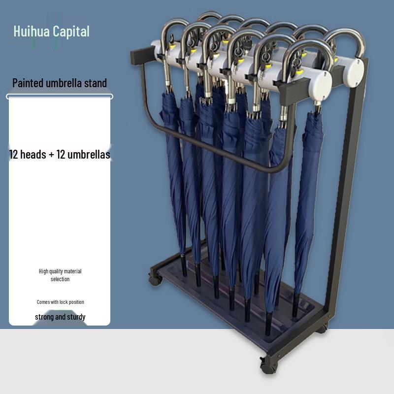 HUIHUADU Lockable Umbrella Stand with 12 Umbrellas