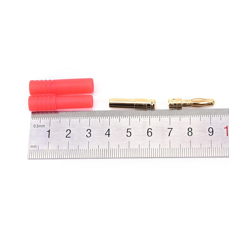 10 pack HXT 4mm bullet banana plugs with red housing for RC connector AM-1009C