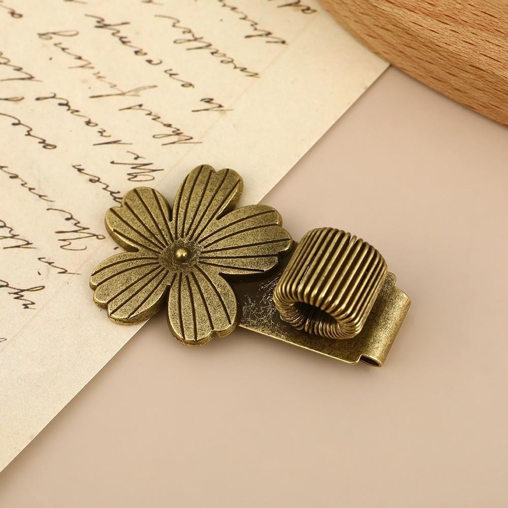 Zinc Alloy Metal Pen Clip Flower Shape Notebook Pen Clip Vintage Elastic Pen Loop  Notebook Journal