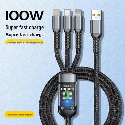 100W Rapid Charge 3-in-1 Transparent Cable for Apple and Huawei
