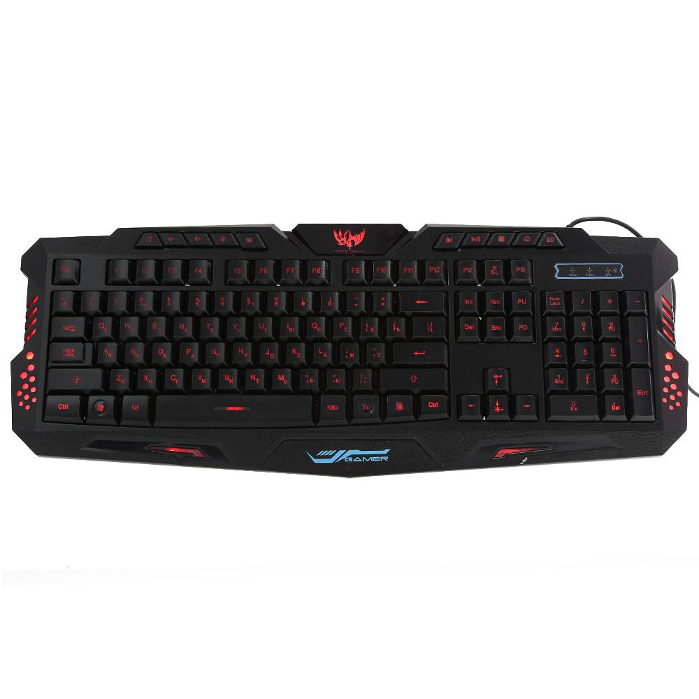 200 Bilingual Russian/English Three Backlight Colors USB Wired Gaming Keyboard with Adjustable Light Brightness for Laptop Desktop M 200 Bilingual Russian/English Three Backlight Colors USB Wired Gaming Keyboard with Adjustable Light Brightness for Laptop Desktop M