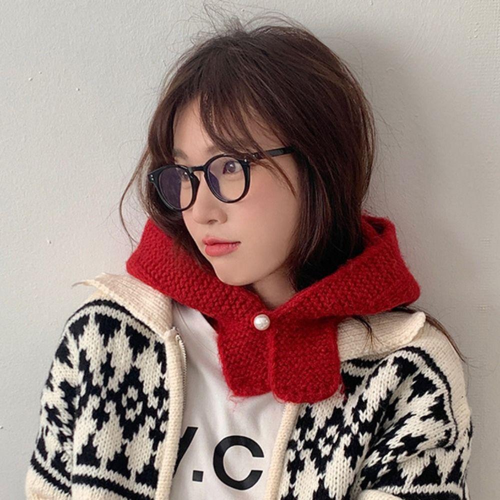 Coldproof Knitted Balaclava Hat Keep Warm Pullover Cap Sweet Neck Collar Beanies Cap  Winter