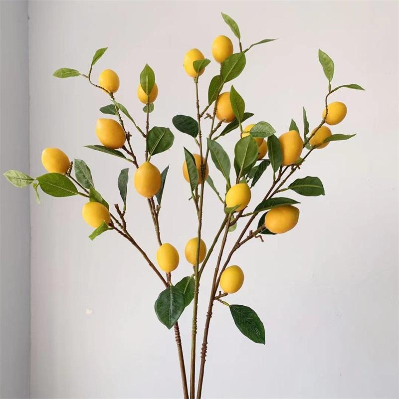 Artificial Lemon Branch Decorations High Simulation Vivid Lemon Farmhouse Style Home Decor for