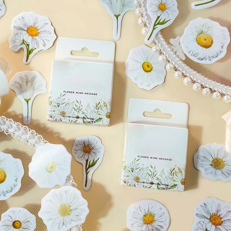 

46 Pieces/box Chrysanthemum Series Boxed Stickers Sealed Stickers Student Supplies Photo Albums Scrapbooks Decorations
