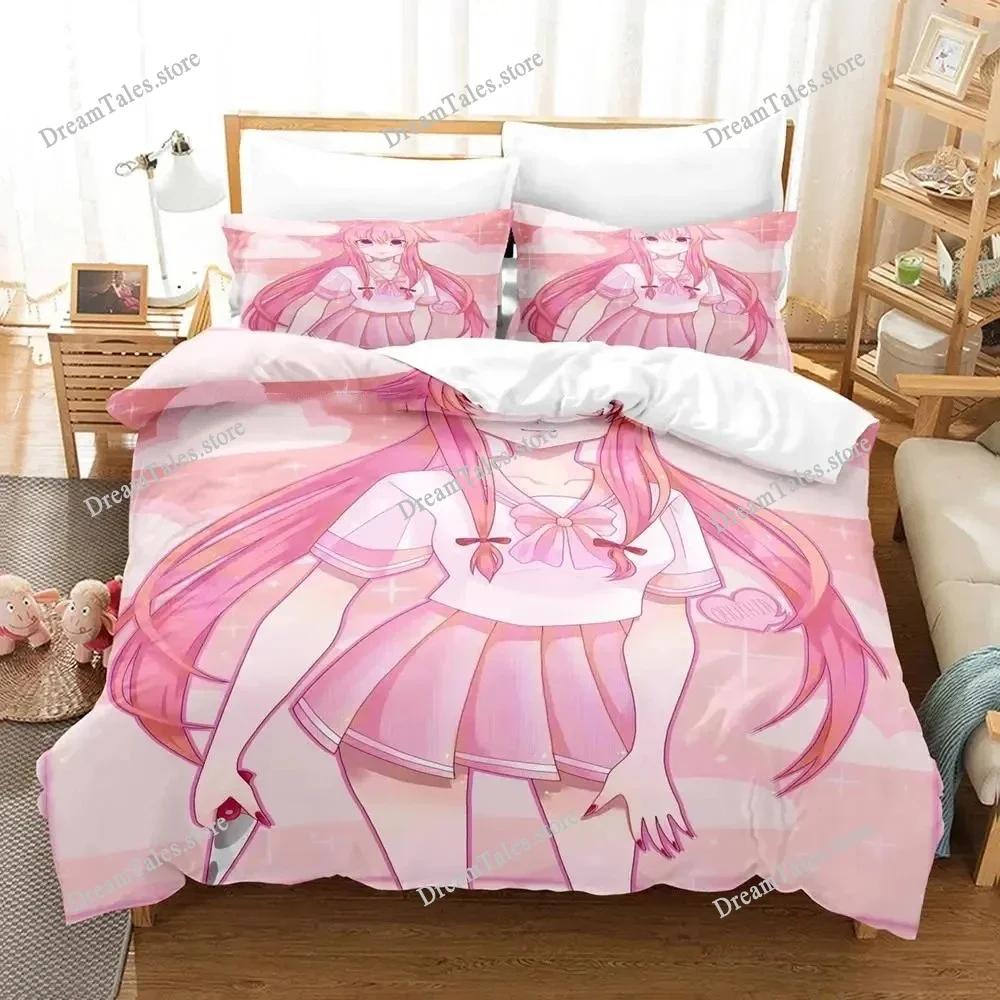 Exquisite 3D Anime Future Diary Yuno Gasai Wallpaper Print Bedding Set Duvet Cover Comforter Bed Youth Kids Girls Boys Gift741