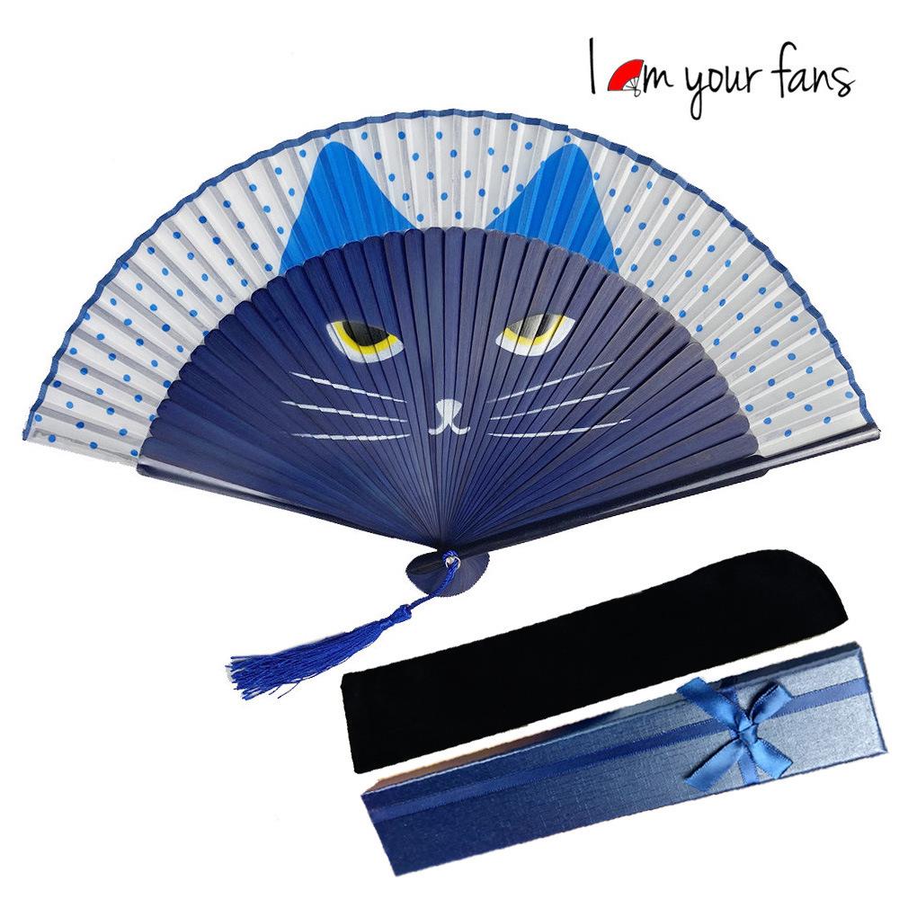 Best-Selling Spray-Painted Cat Fan with Cartoon Totoro Design - Creative Japanese Craft Fan
