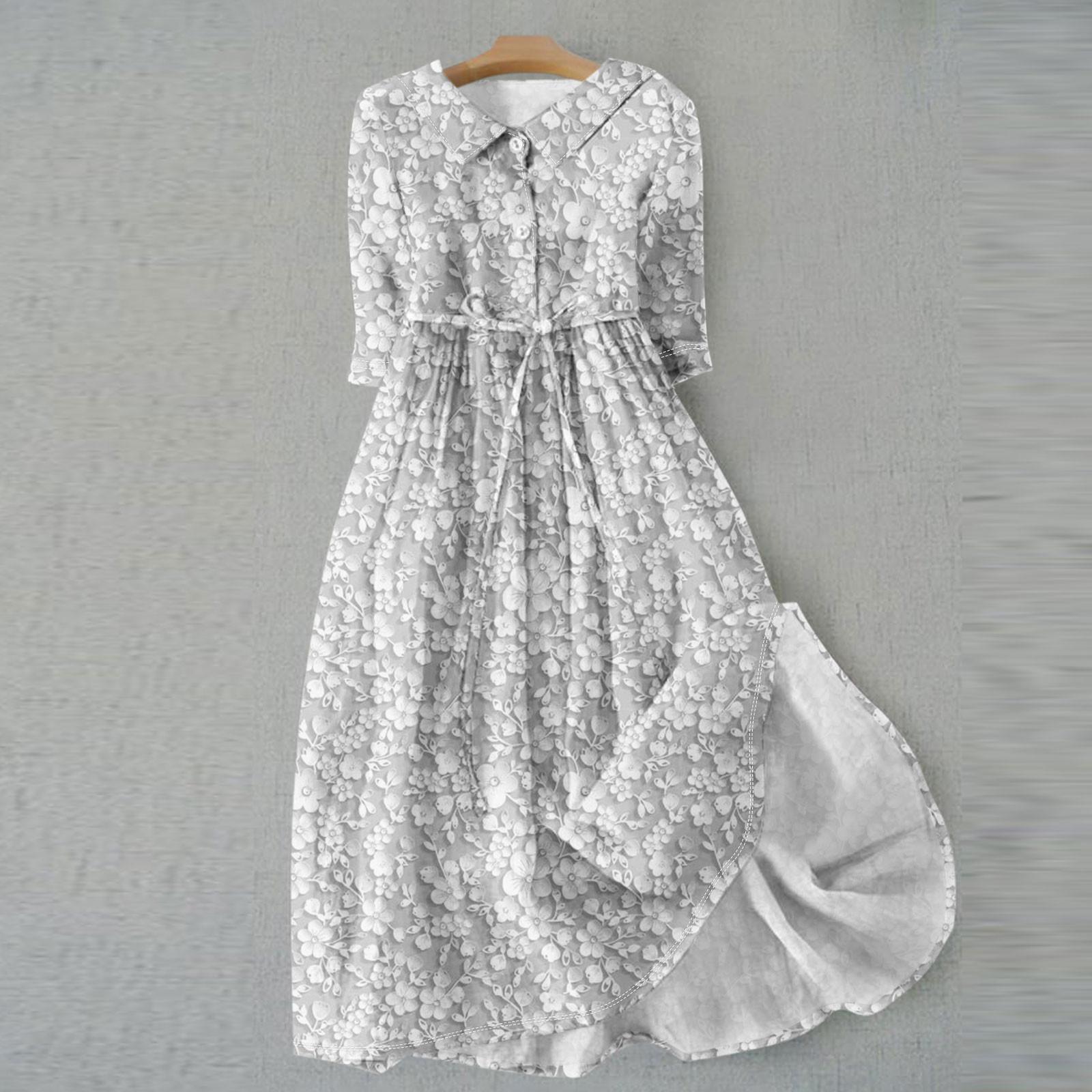 

Жіноча модна сукня з відкидним коміром і гудзиками з рукавом 3/4 XXXL білий