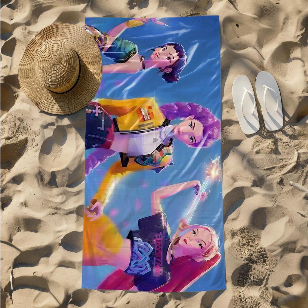 1pc Vibrant Team of Heroes with Magical Energy 2D Printed Microfiber Beach Towel, quick dry super absorbent. Great for beach